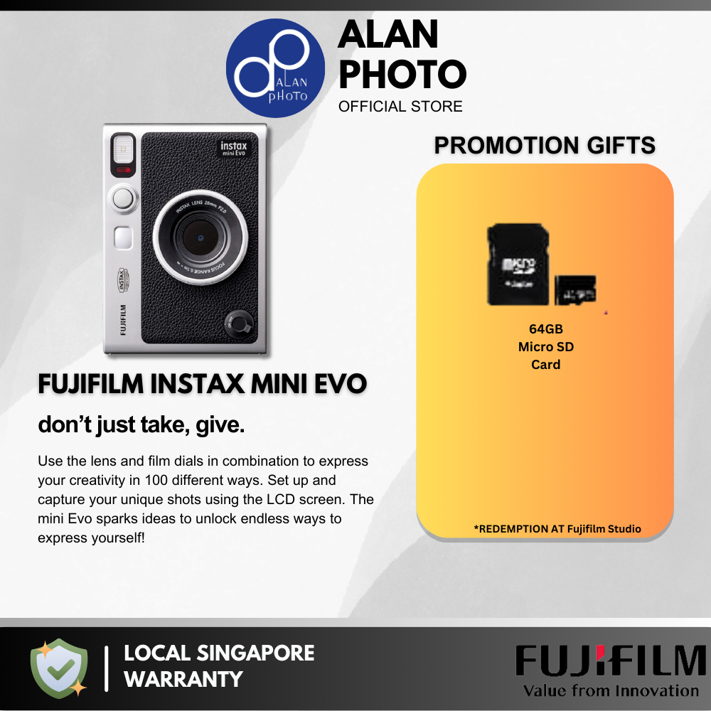 Fujifilm Instax Mini Evo Hybrid Instant Camera Printer [Black