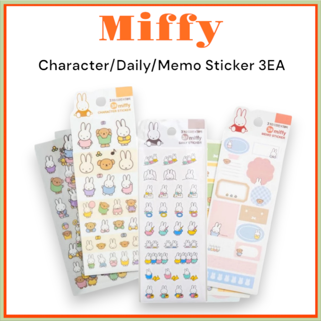 [Miffy] Miffy Sticker Character/Daily/Memo (3EA) | Shopee Singapore