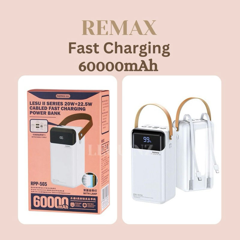 {SG} REMAX Fast Charging 60000mAh Built In Cable 20W+22.5W Powerbank ...