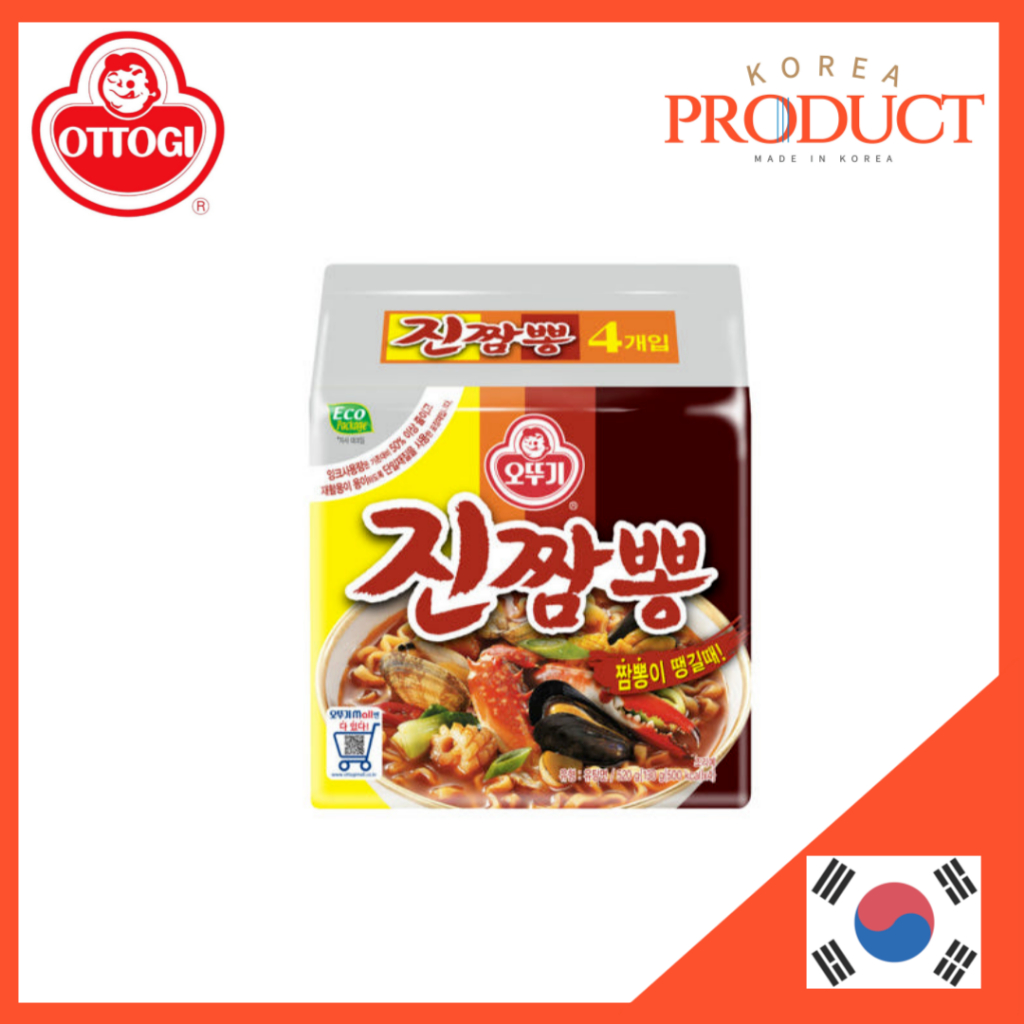 OTTOGI Jin Jjambbong Ramen 130g x 4pcs Spicy Seafood Instant Noodle ...