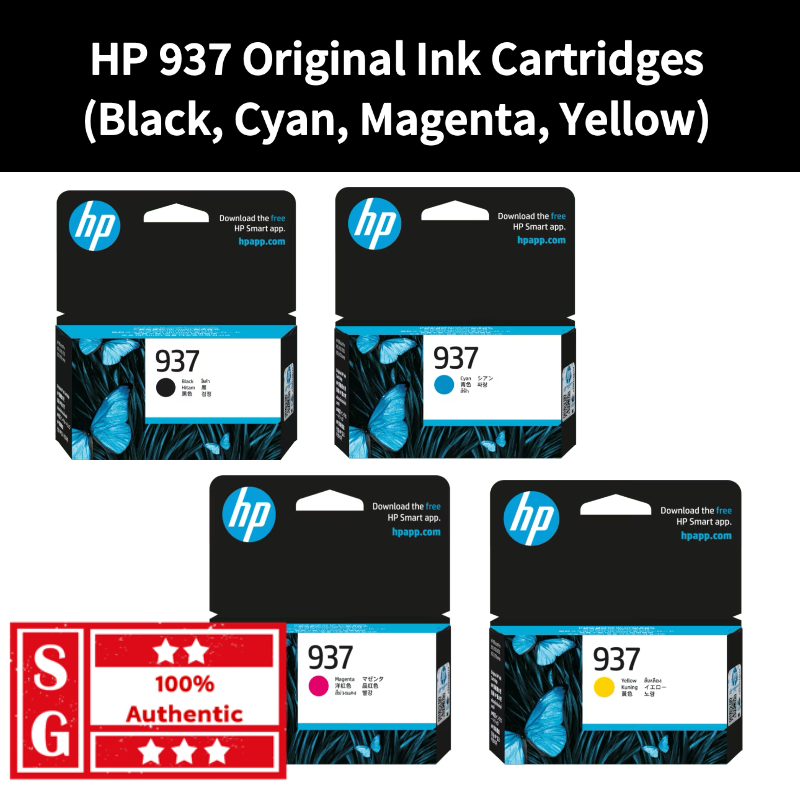 HP 937 Original Ink Cartridge HP 937 Black Cyan Magenta Yellow Ink ...