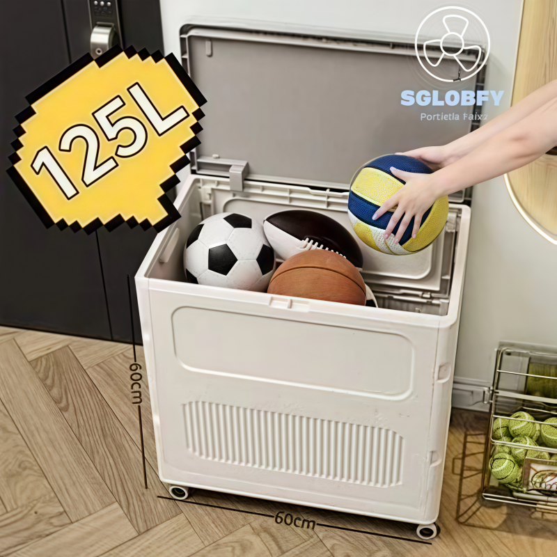 SGLOBFY 127L Large Capacity Storage Box with Movable Wheels Foldable 67 ...