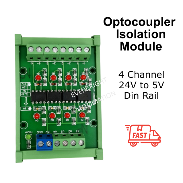 4 Channel 24V to 5V 6N137 High Speed Optocoupler Isolation Module with ...