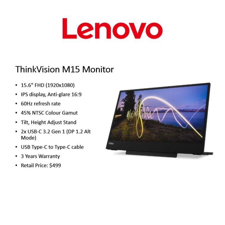 Brand New] Lenovo ThinkVision M15 15.6