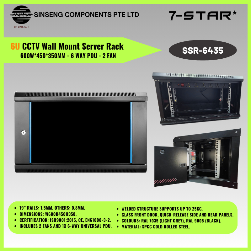 7-STAR* 6U - 9U Wall Mount Server Rack Cabinet for CCTV IP Camera ...