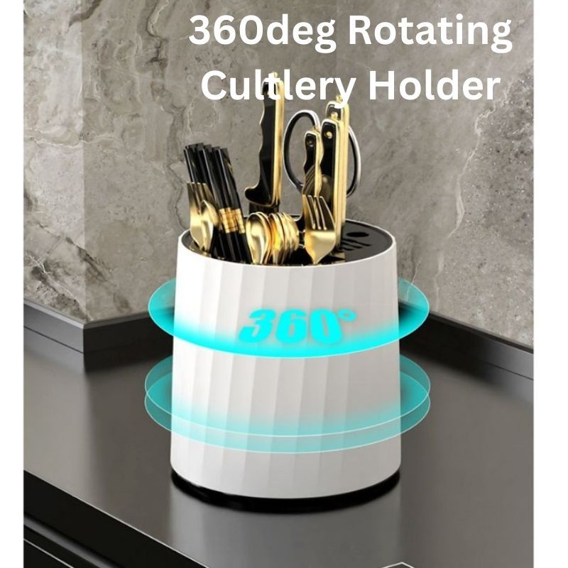 Kitchen Cutlery Storage Holder 360deg Rotating Big Capacity with Knife ...