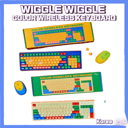 WIGGLE WIGGLE COLOR WIRELESS KEYBOARD (BLUE/IVORY) | Shopee Singapore