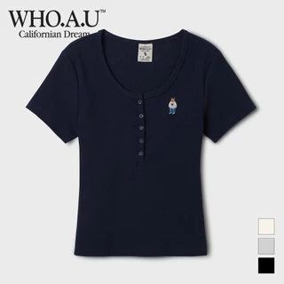 【韓国WHO.A.U フーアーユー】Steve Ringer T-shirt WHO.A.U] Steve Ribbed Shirring T-Shirt[B] | WHRAE2492F