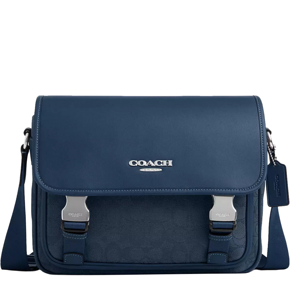 Coach Racer Messenger Bag In Signature Jacquard in Denim/ Dark Denim ...