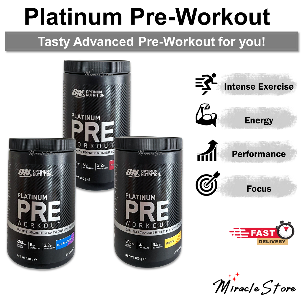 Optimum Nutrition Platinum Pre workout 420g Performance Energy Focus ...