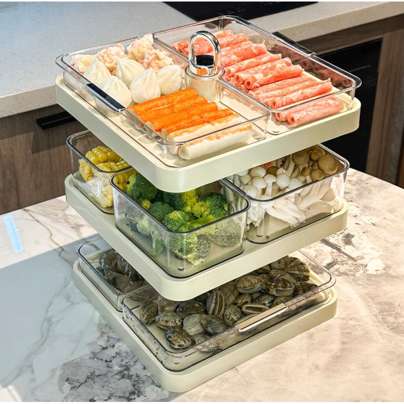 Rotating steamboat hotpot food organiser storage tier stand hari raya ...
