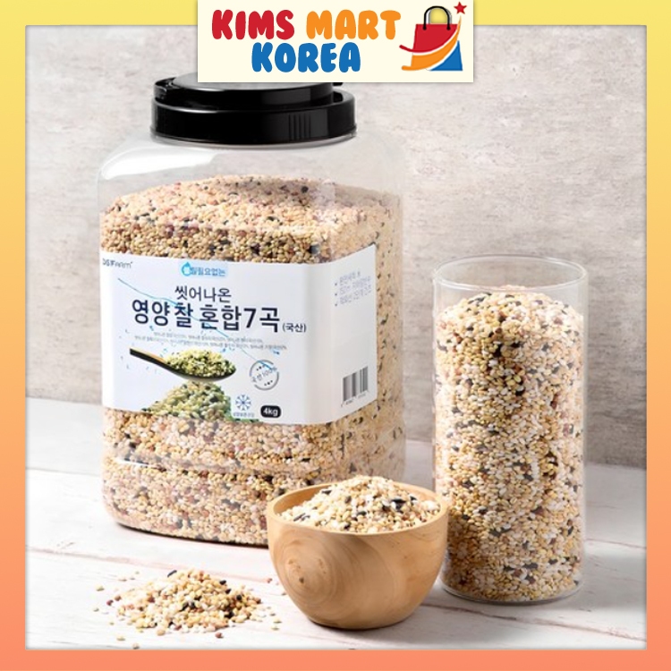 Pre-Washed 7 Grain Mixed Rice Ready-to-Cook 100% Korean Origin 4kg ...