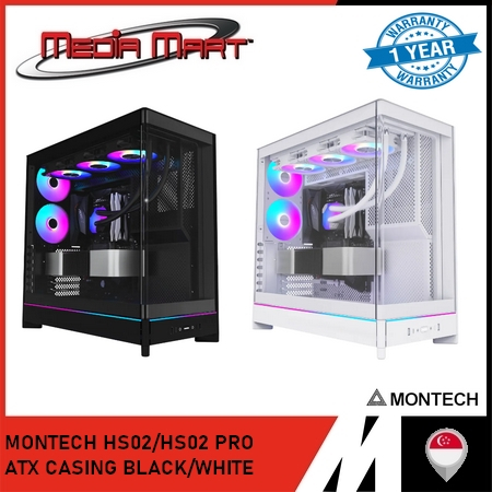 MONTECH HS02/HS02 PRO ATX CASING BLACK/WHITE | Shopee Singapore