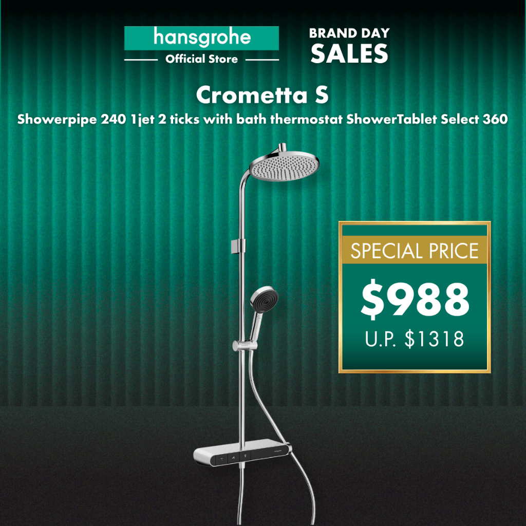 hansgrohe Crometta S - shower system with bath thermostat ShowerTablet ...