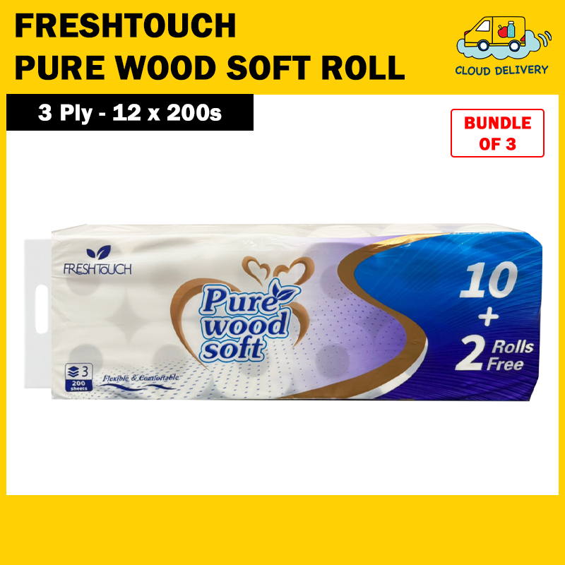 [Bundle of 3] FreshTouch Pure Wood Soft Tissue (3 Ply - 12 x 200s ...