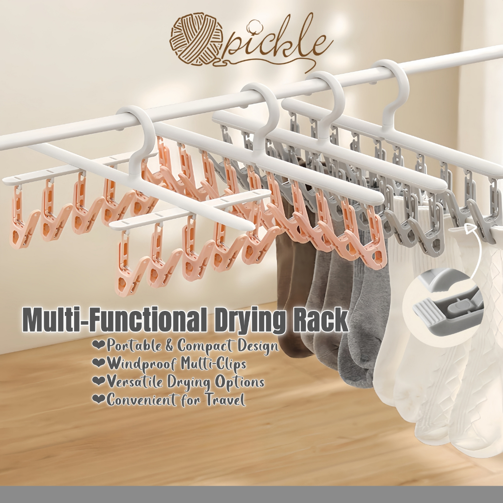 Multi-Functional Drying Rack Portable Hanger Clips Windproof Versatile ...