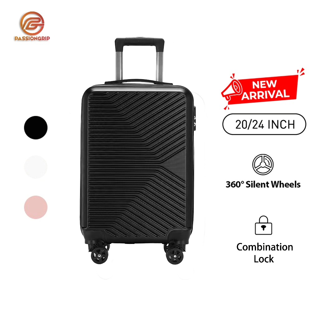 PG Striped Luggage 20/24 Inch ABS Lightweight Travel Suitcase Perfect ...
