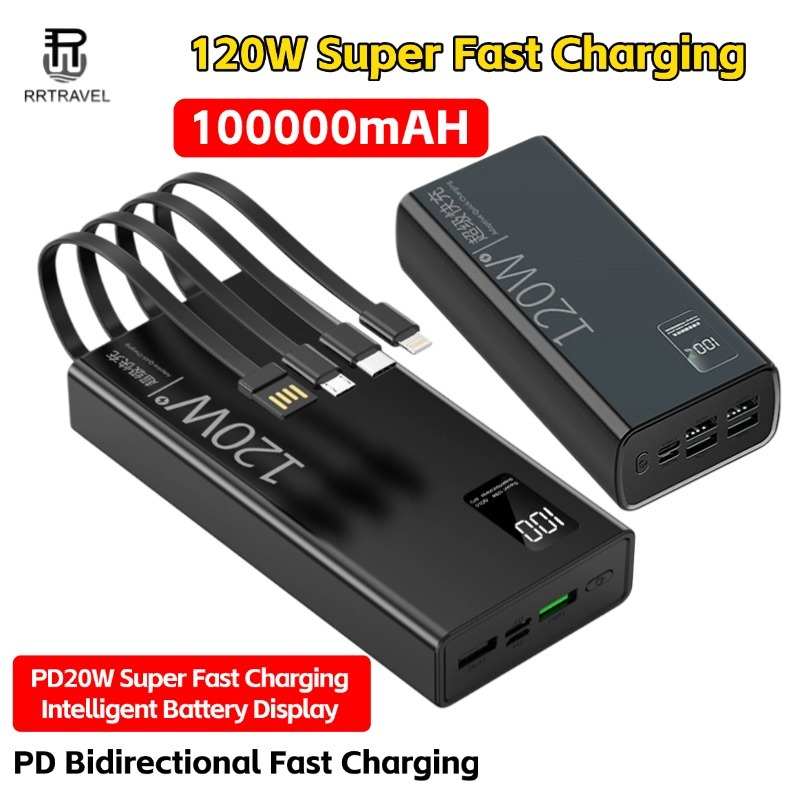 100000mAH Fast Charge Digital Display PowerBank PD 120W QC3 0 Original 