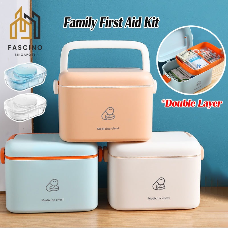 【SG】Family First Aid Box Medicine Storage Box Pill Cutter Organizer ...