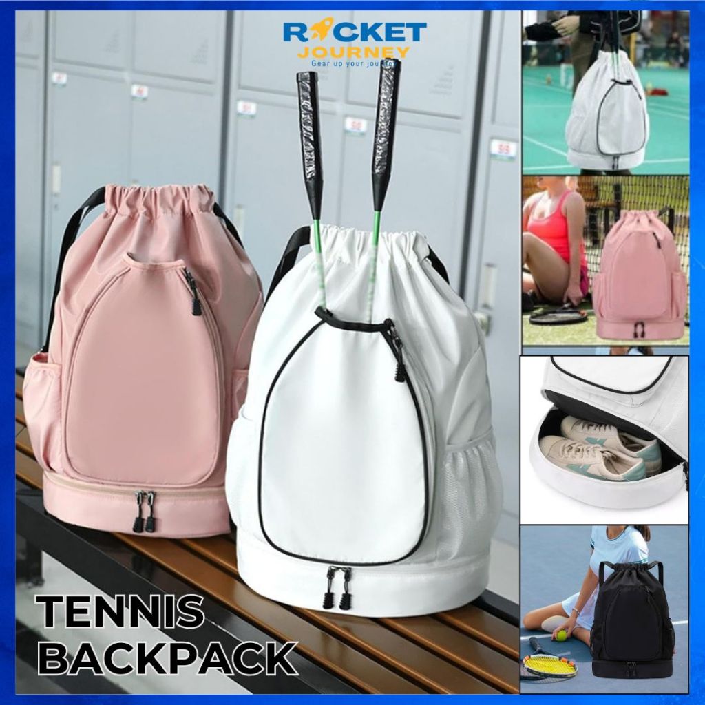 Tennis & Badminton Racket Backpack Portable Sports Bag with Adjustable ...
