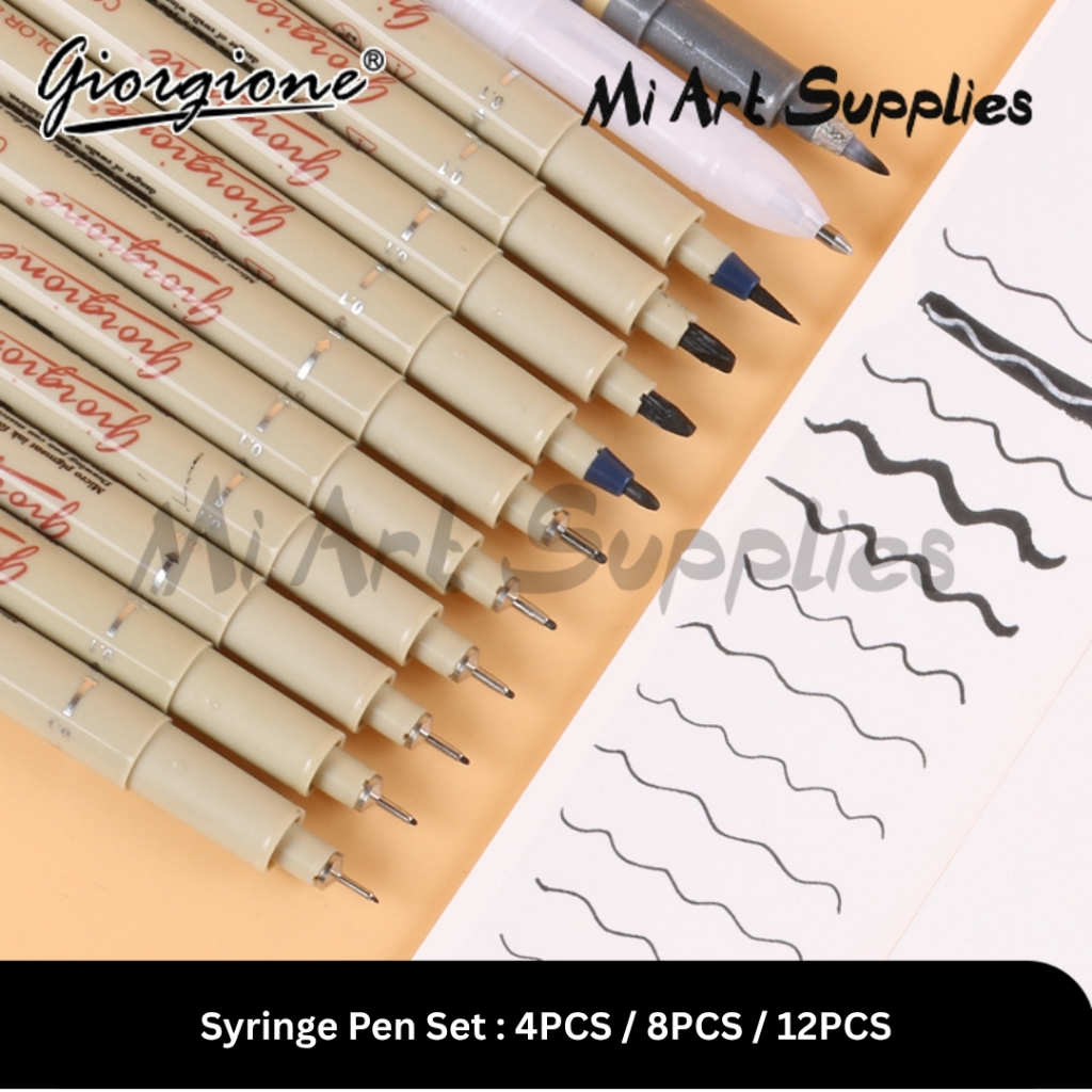 【Mi Art Supplies】Giorgione Micro Art Marker Needle Pen Set Black Fine ...