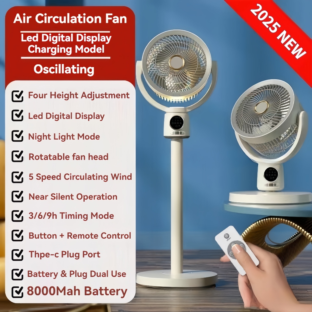 AIR Circulation Fan/Table Fan/Oscillating Standing Fan/USB C Charging ...