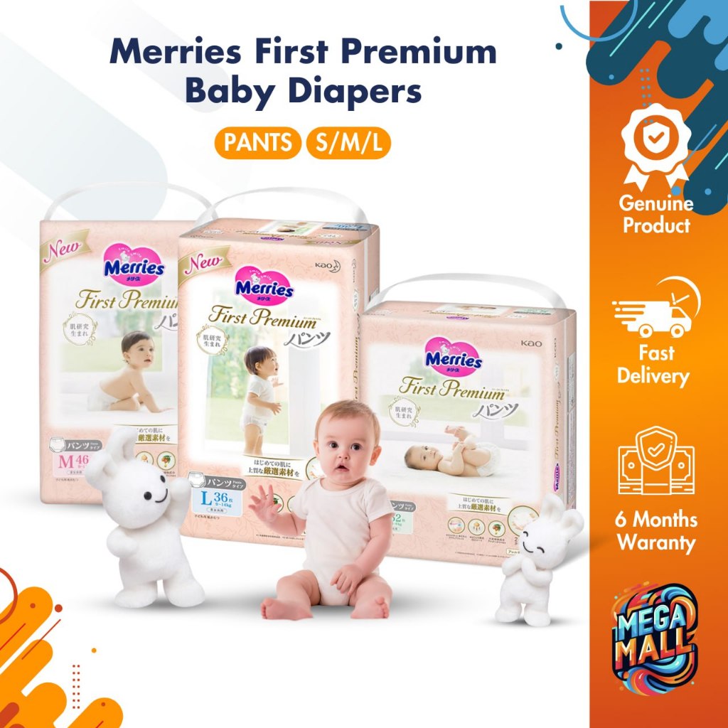 Merries First Premium Baby Diapers NB-S-XL - Tapes/Pants, Soft ...
