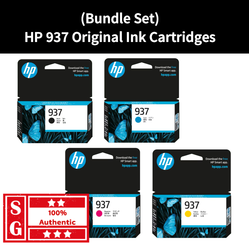 [Bundle Set] HP 937 Original Ink Cartridge HP 937 Black Cyan Magenta ...
