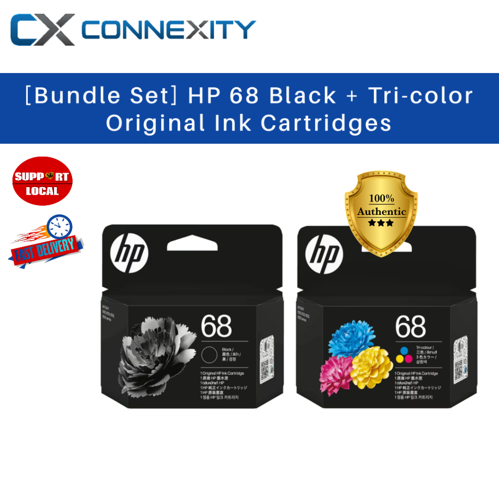 [Bundle Set] HP 68 Black Original Ink Cartridge HP 68 Tri-color ...