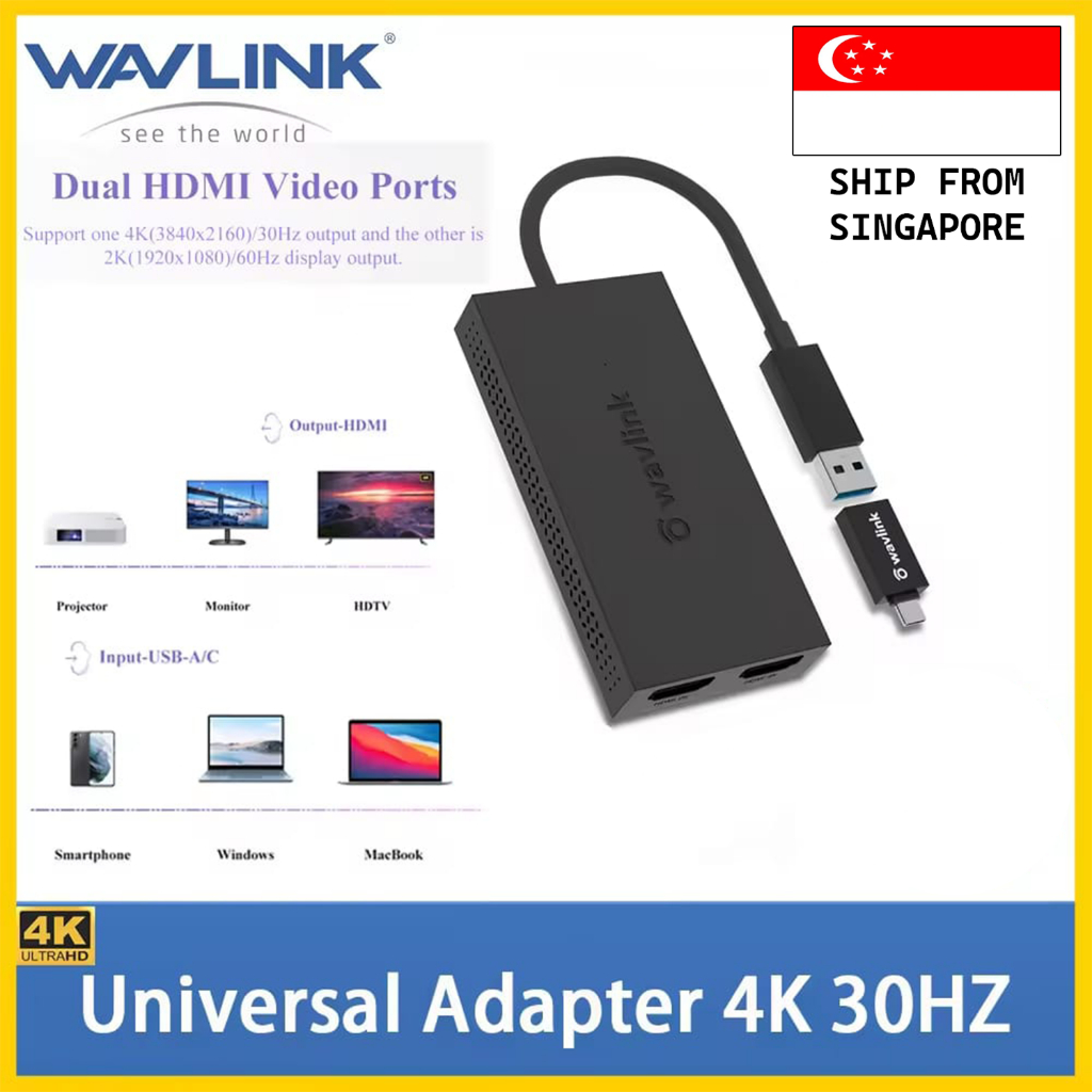 WAVLINK USB 3.0 to Dual Monitor HDMI Graphic Adapter , Max 4K ...