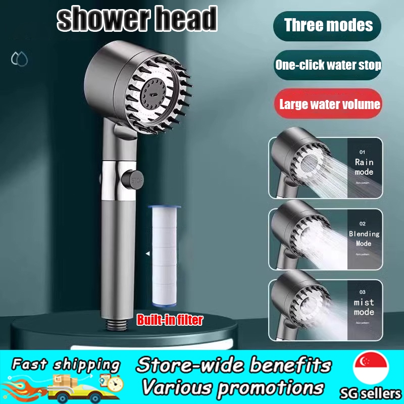 Shower Head - High-Pressure Handheld Showerhead With Carbon Filter Hard Water Softener Filtered Shower Head High Pressure 3 Spray Modes Handheld Shower Head
