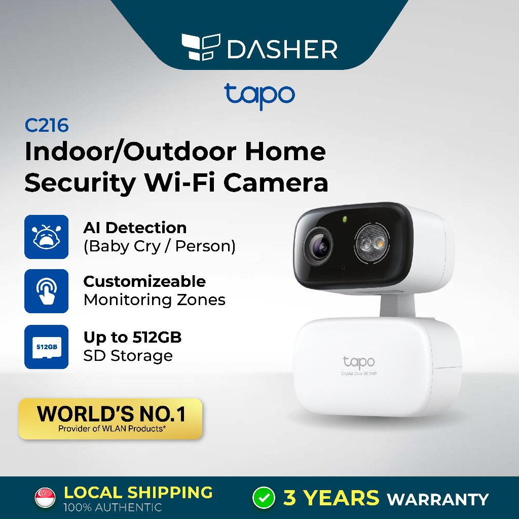 [LATEST] TP Link TAPO C216 Indoor Outdoor CCTV Camera AI Motion Detect ...