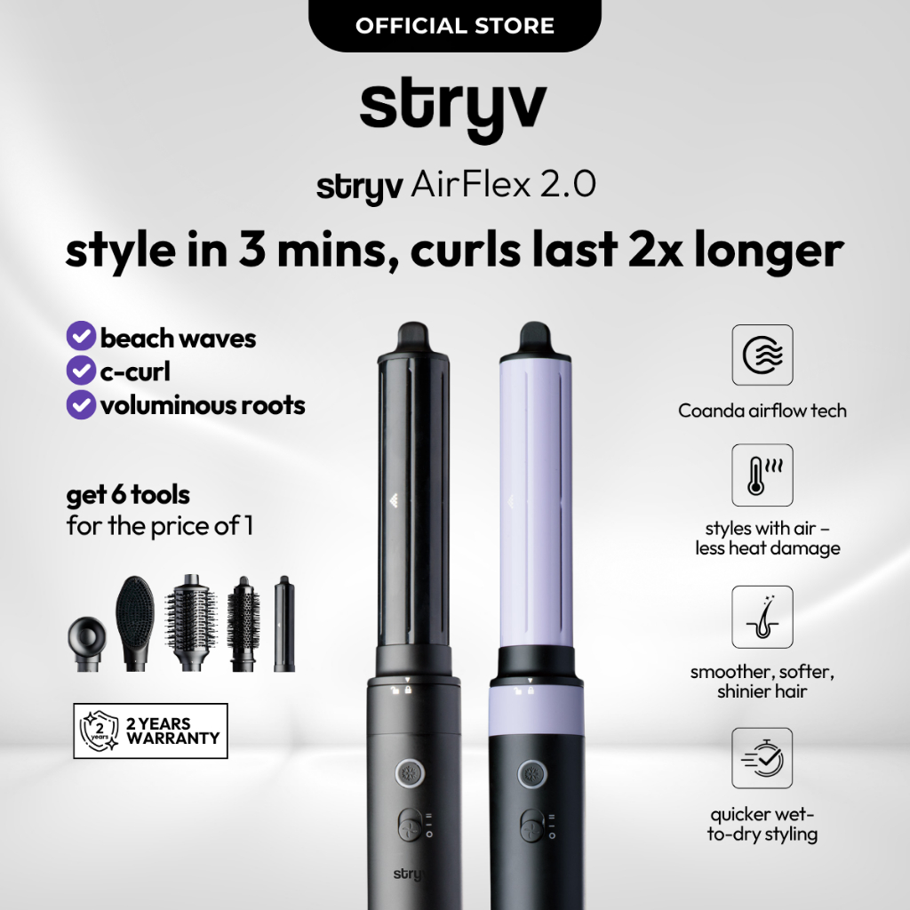 Stryv AirFlex 2.0 | 6-in-1 Hair Multistyler | Heatless Styling | Coanda ...