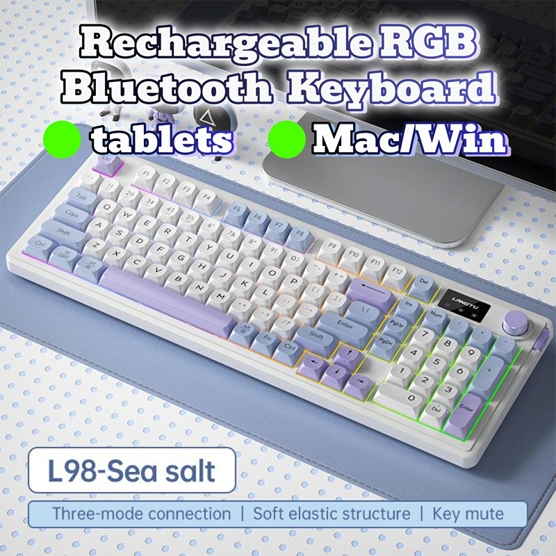 L98 Bluetooth RGB Mute Keyboard Office 2.4G Wireless Keyboard | Shopee ...