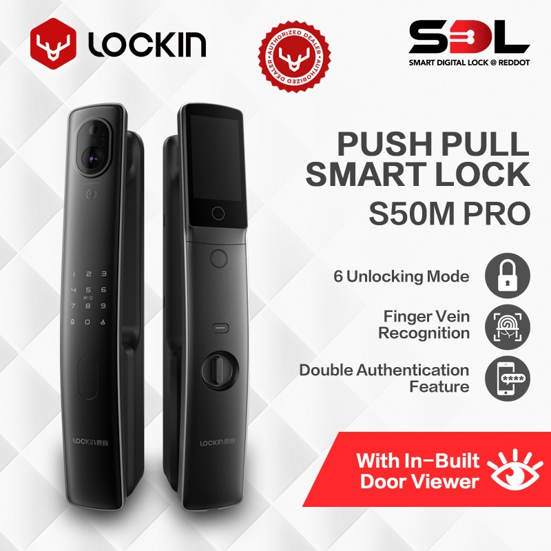 LOCKIN S50M Pro Push Pull Smart Lock | Finger Vein Recognition | Built ...