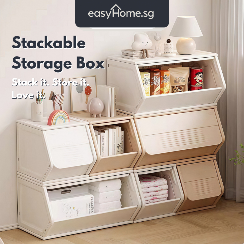 Easyhome.sg Home Stackable Storage Box with Lid – Sealed Design, Dust ...
