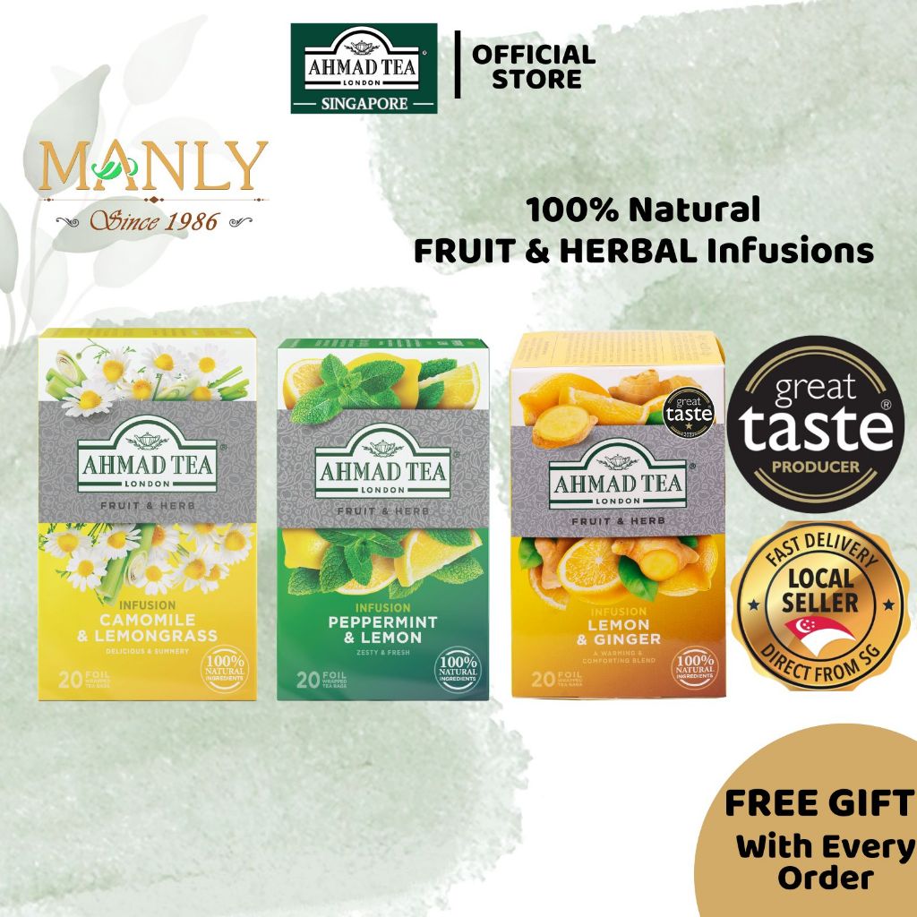 Ahmad 100% Natural Herbal Tea 20's - Camomile & Lemongrass/ Lemon ...