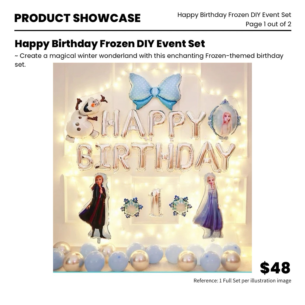 Birthday Celebration Frozen Elsa Anna Set – Event Prop Balloon Party ...