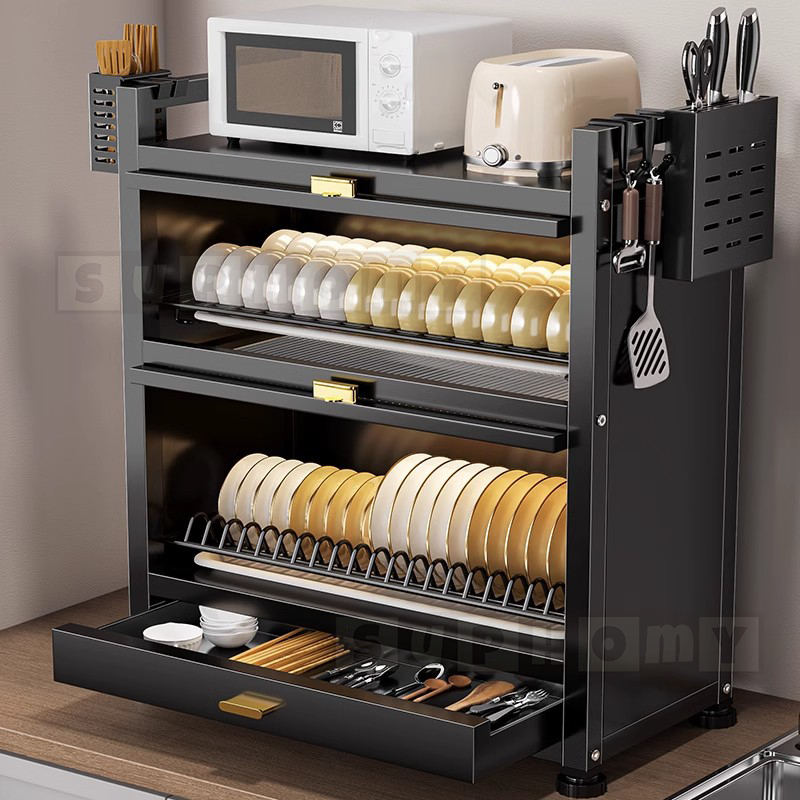 Multi-layer Kitchen Cabinet Tabletop Dish Drain Rack Household Dish ...