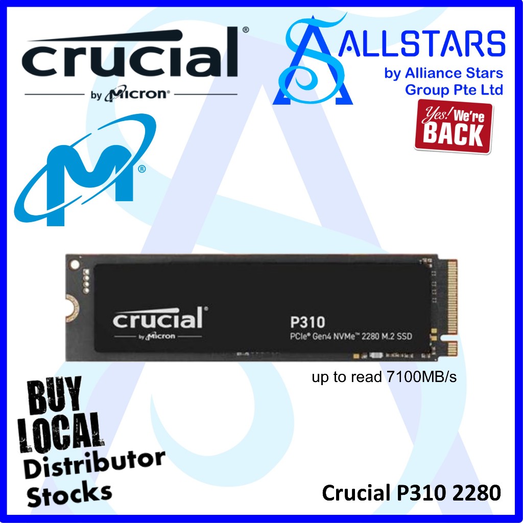 Crucial P310 1TB/2TB Gen4x4 NVME M.2 SSD (up to read 7100MB/s