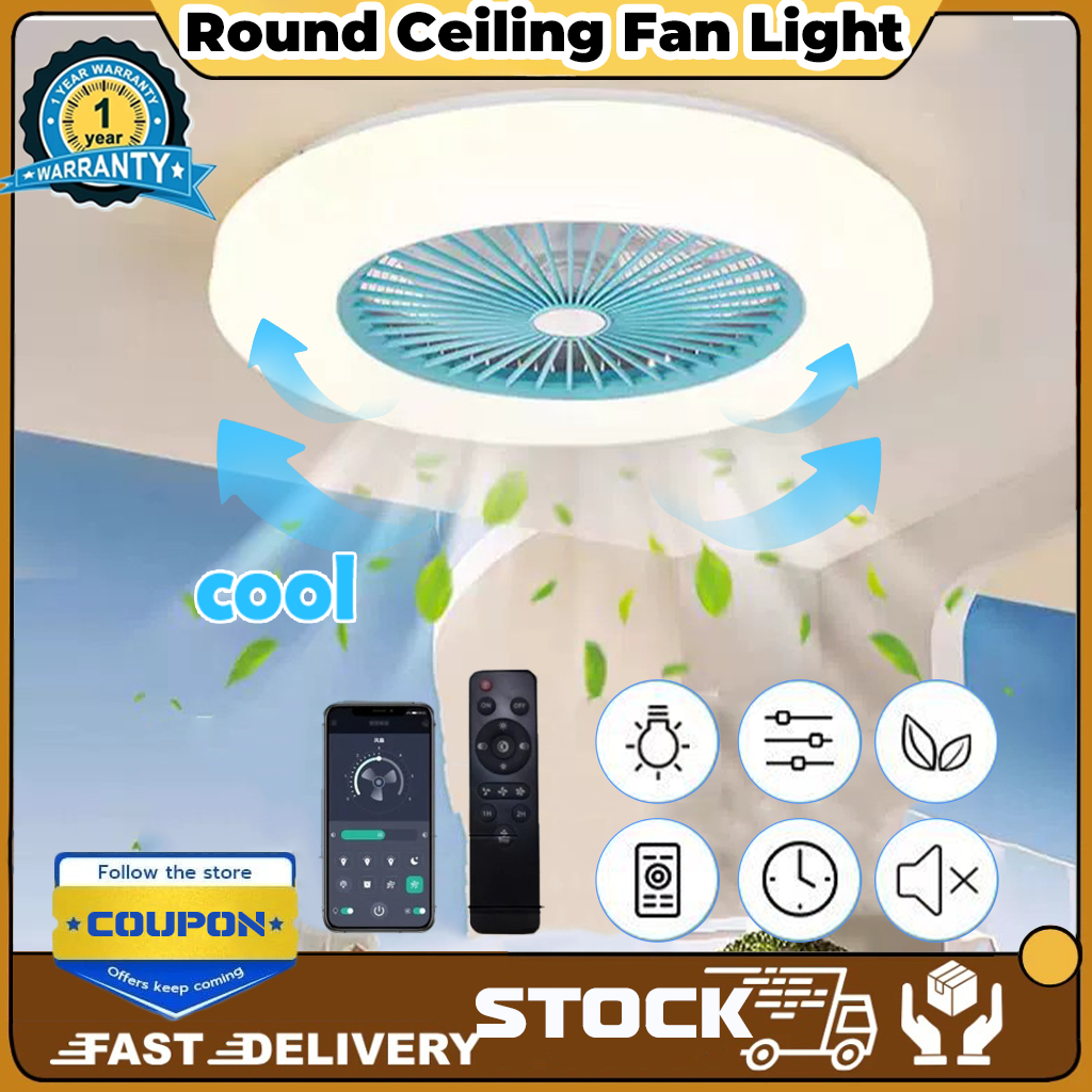 Ceiling Fan Light Intelligent 6-Speed Timed Remote Control Fan ...