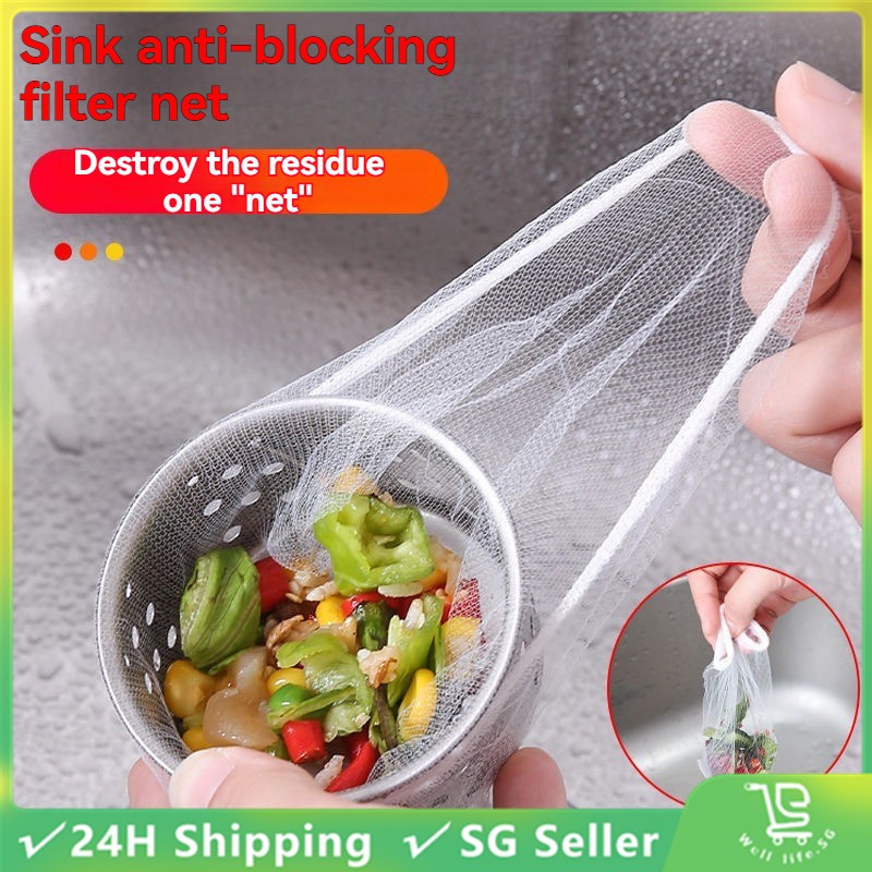 🌈SG stock🌈100PCS disposable kitchen sink drainer Filter Sink Basket Bag ...