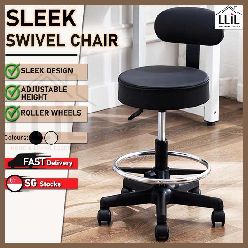 [SG STOCKS] Sleek Swivel Rotating High Chair Rolling High Stool ...