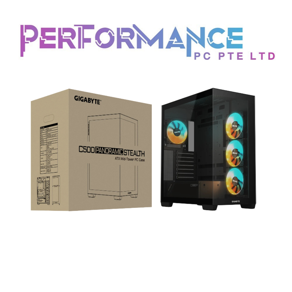 GIGABYTE C500 PANORAMIC STEALTH BLACK MID TOWER CASING (1 YEAR WARRANTY ...
