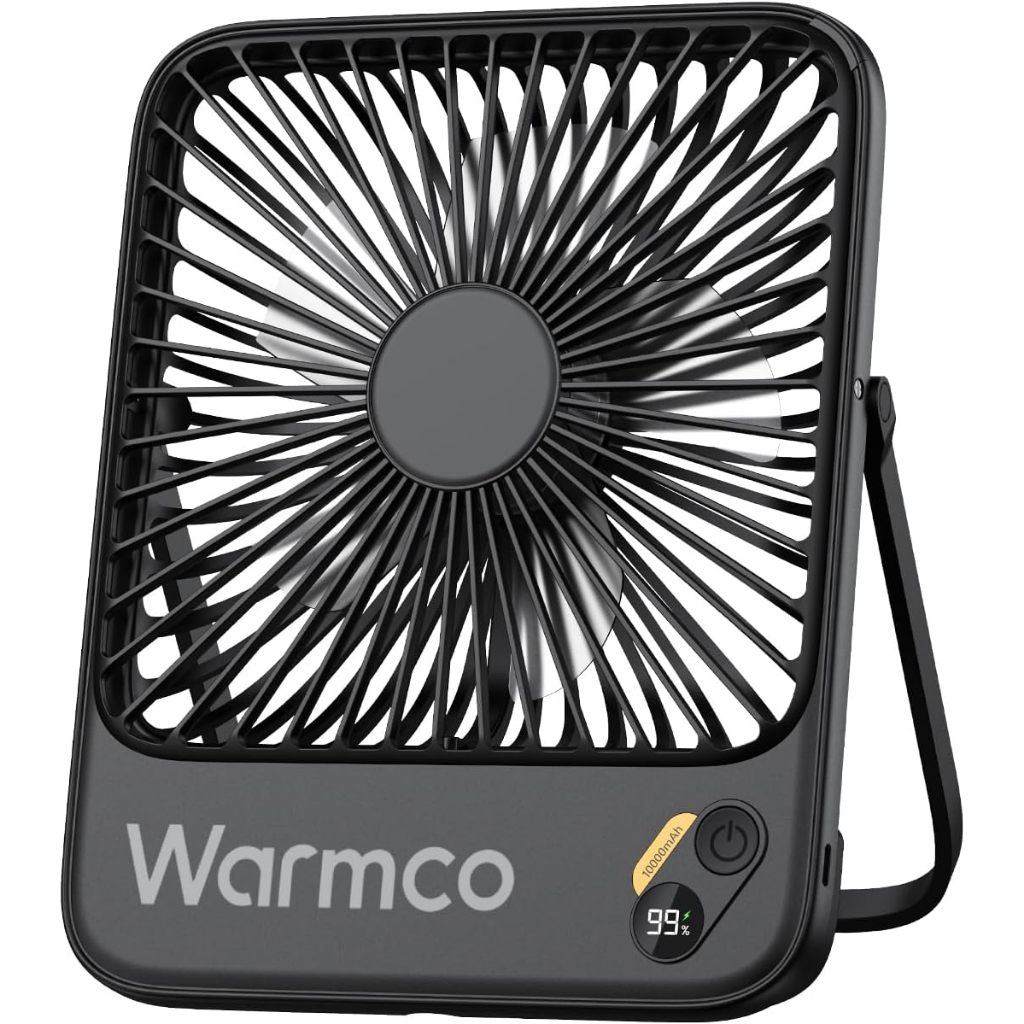 CoolPrime 10000mAh Portable Desk Fan 7-inch USB-C Slim Table Fans with ...