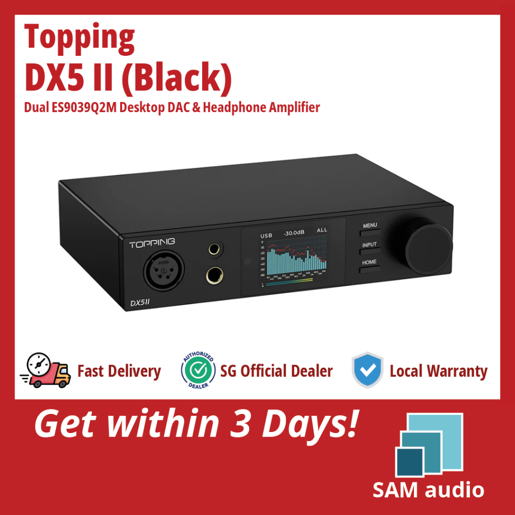 Topping DX5 II - Amplificador DAC y amplificador de auriculares, doble ES9039Q2M DSD512 PCM768 kHz