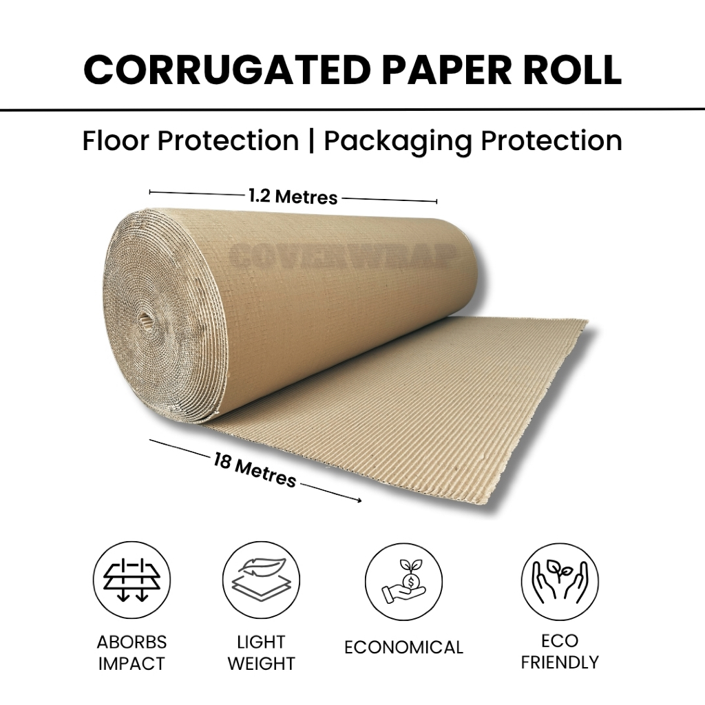 Shockproof Corrugated Paper Roll 1.2m x 18m | Cardboard Roll | Floor ...