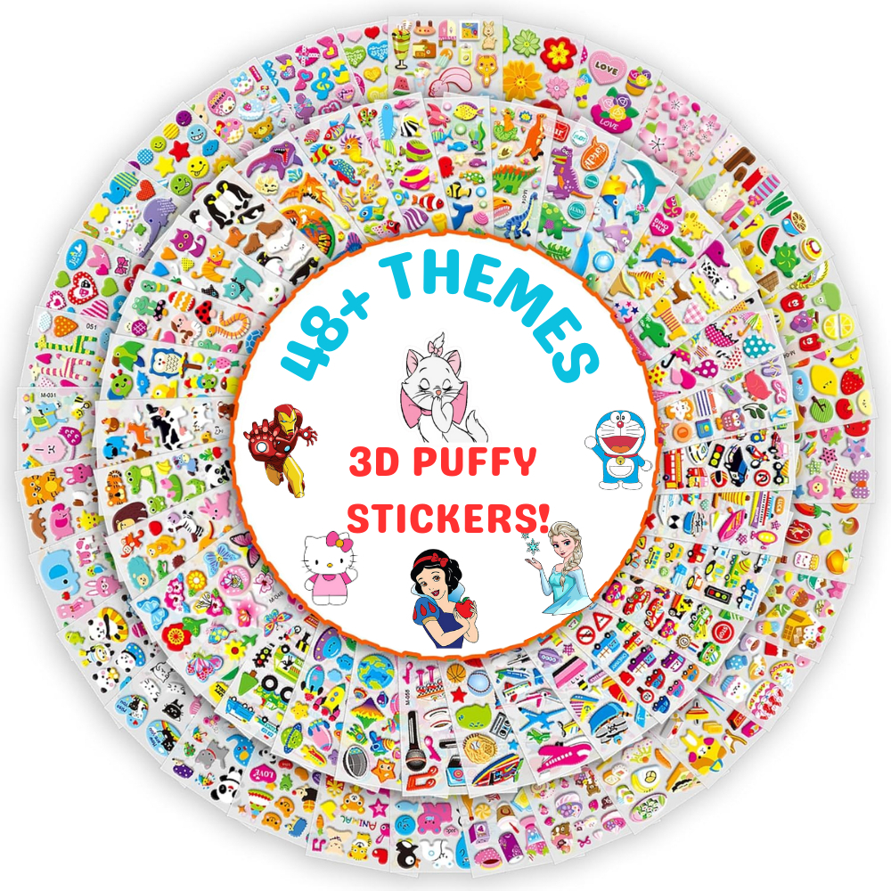 3D Puffy Cartoon Stickers for Kids [5 Sheets from $0.69] | Cute & Fun ...