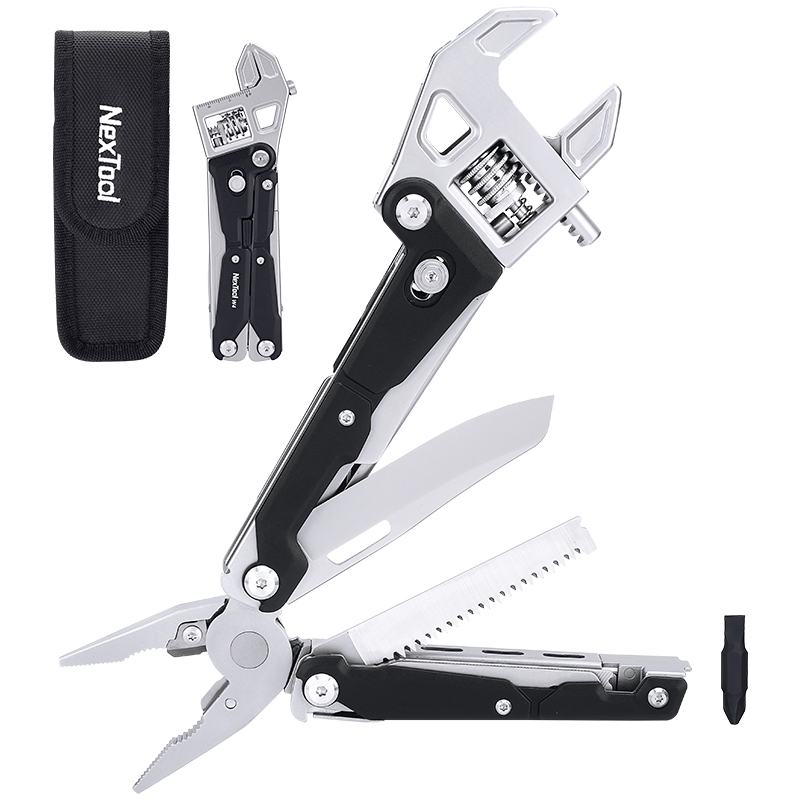 NexTool Adjustable Wrench W4 Multi-Tool Pliers 11 Functions with Pouch ...