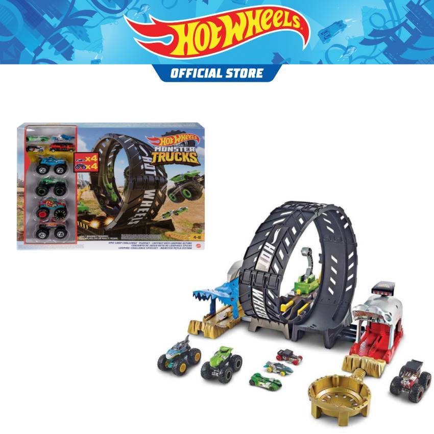 Hot Wheels Monster Truck Epic Loop Challenge Playset Included 8 cars ...